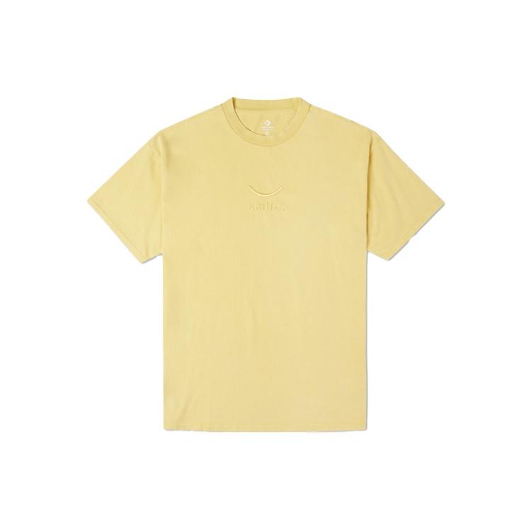 Men s Converse Embroidered Sports Round Neck Short Sleeve Yellow 10020930-A06 XL