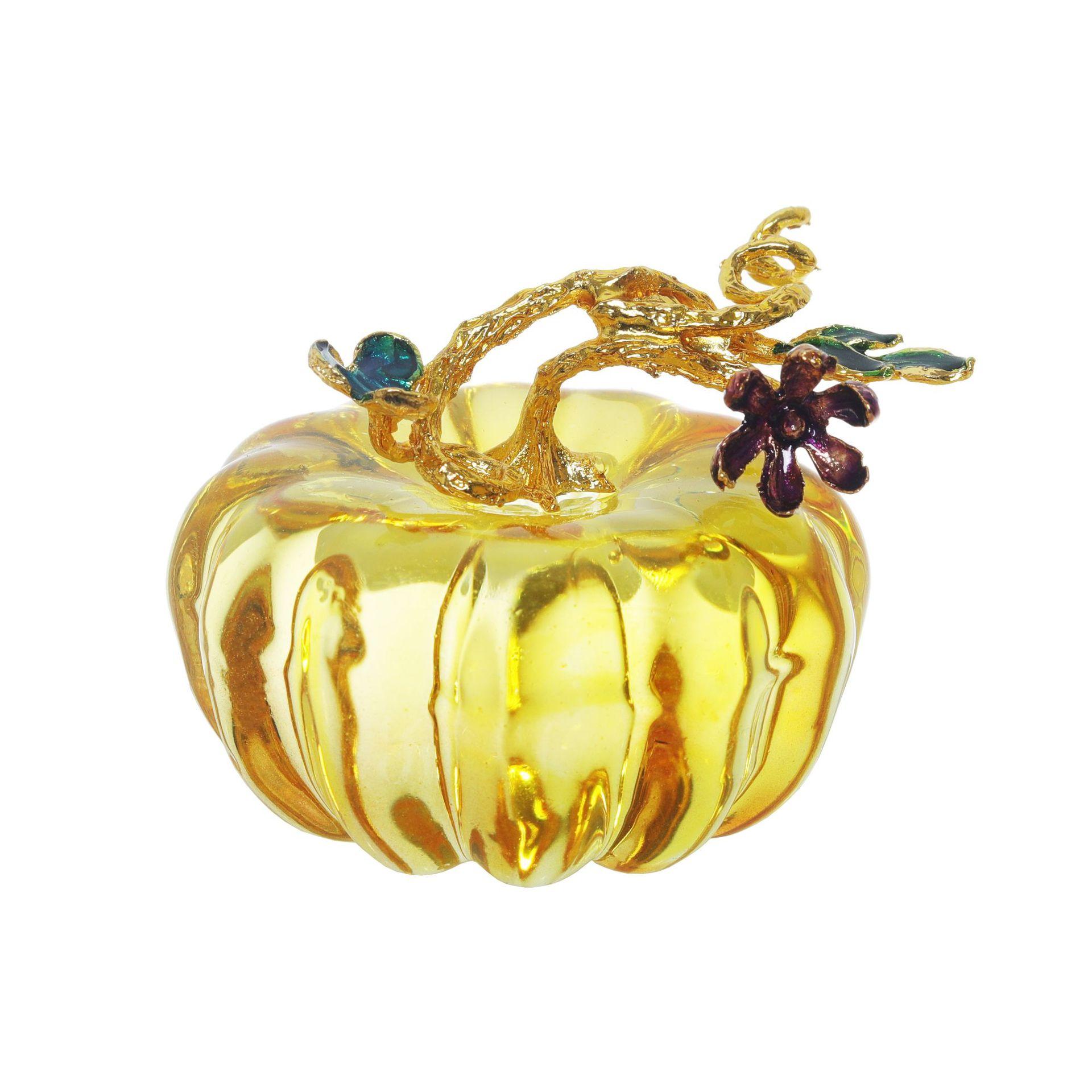 

1 шт. коллекционная фигурка тыквы из хрустального стекла, декор в виде тыквы для осеннего урожая, украшения стола на Хэллоуин, День благодарения