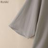 ZANZEA Women Round Neck Loose Casual 3/4 Sleeve Blouse