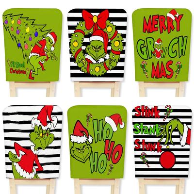 Funda de Felpa del Grinch para Respaldo de Silla, Decoración para Fiesta de Navidad