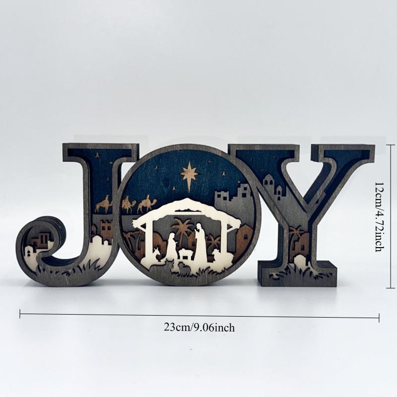 New Christmas Creative Design Letter Ornament Wooden Home Office Desktop Nightlight Decoration Crafts Ornament Birthday Gift