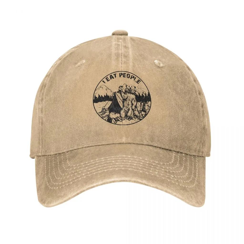 Vintage Denim I Hate People I Eat People Bear Baseball Caps Women Snapback Cowboy Hats Bone Camping Hiking Casquette