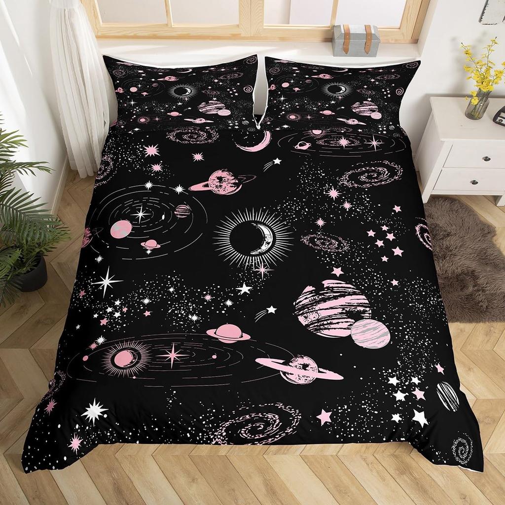 Bettdecke Weltraum Bettdecke Galaxie Weltraum Rakete Aufdruck Bettwäsche Set Universum Planet Raumschiff Polyester