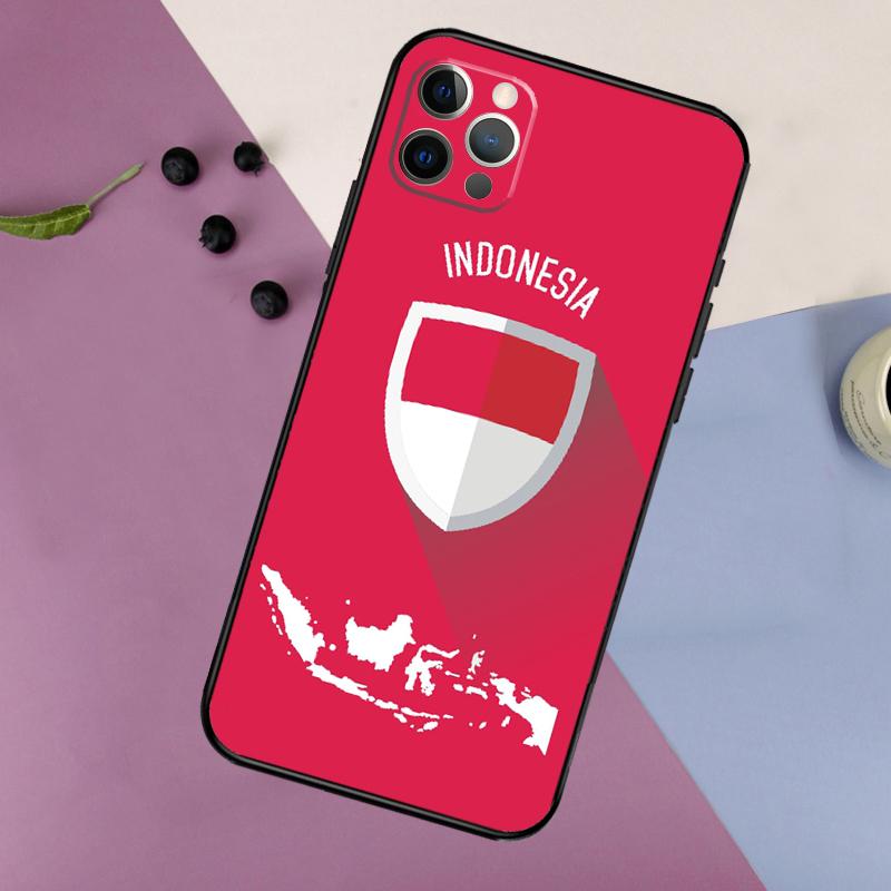 Indonesia Passport Flag Map Phone Case For iPhone 16 15 13 12 11 14 Pro Max Mini X XR XS Max 7 8 Cover Funda
