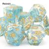 7 Pcs Green Resin Golden Number Sharp Edge Dice Polyhedral Dice Suitable for Role-Playing RPG  Board Game