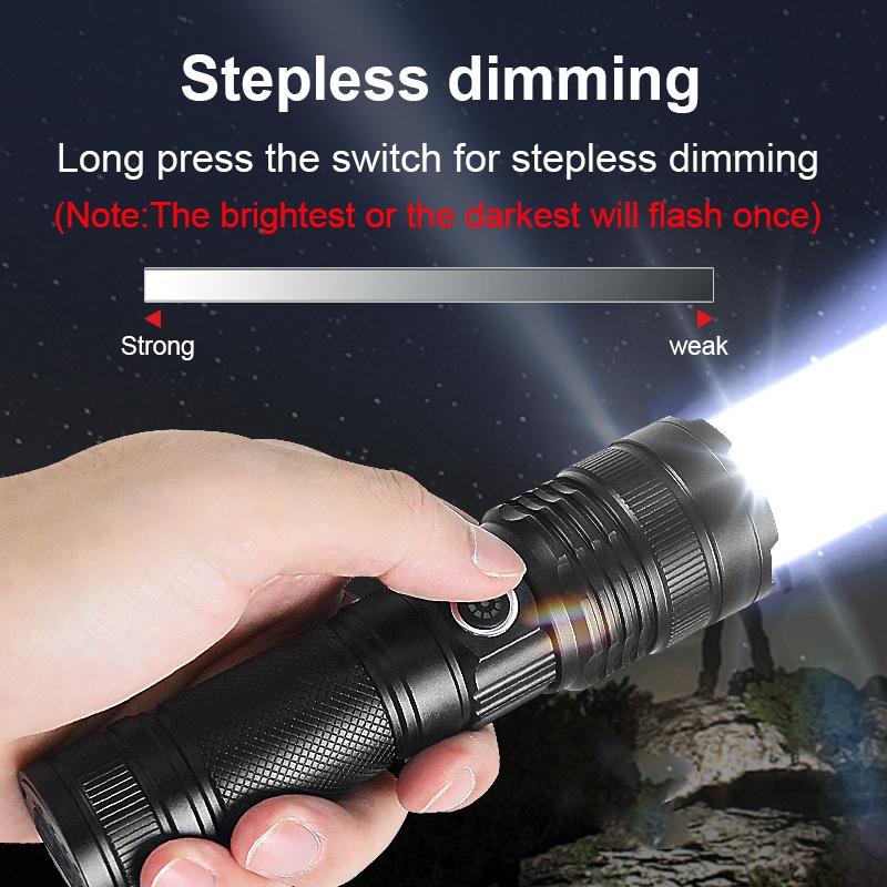 100000LM High Powerful Flashlight Rechargeable Built-In Battery Torch Waterproof Zoom Flashlight Outdoor Camping Light Fishing Lantern