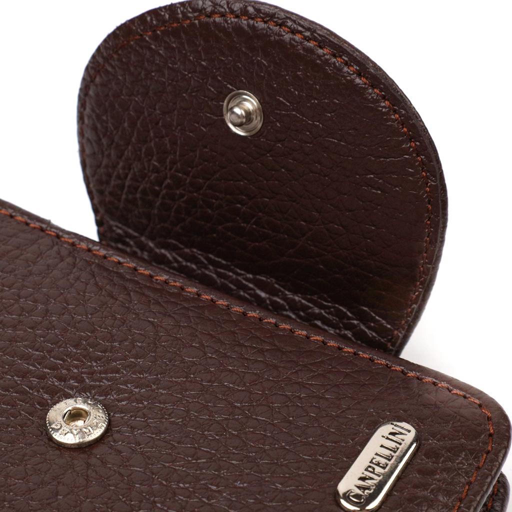 Practical Medium-sized Women's Purse Made of Genuine Grained Leather CANPELLINI 21808 Brown