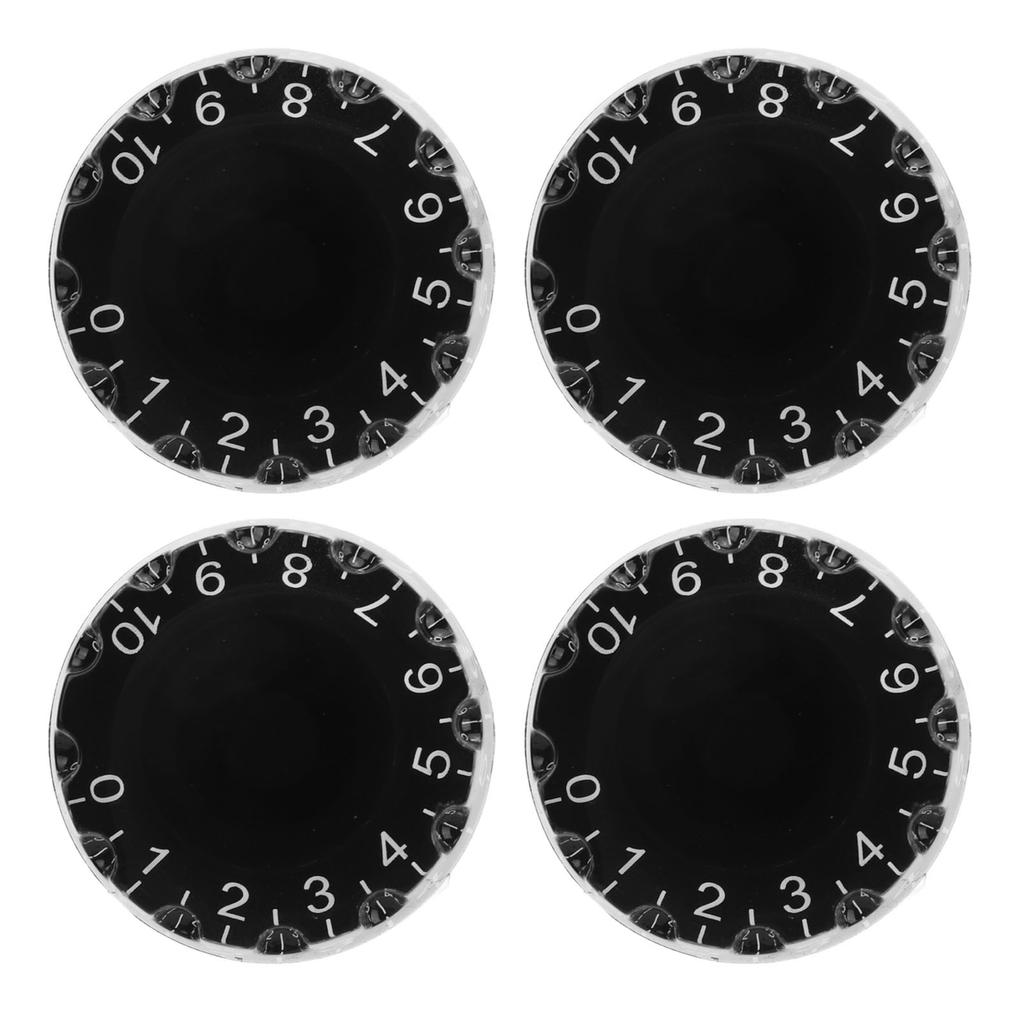 4Pcs Guitar Knob Plastic Professional 24 Fine Splines Bass Control Knob Replacement Black