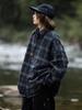 Japanese Retro Plaid Wool Shirt, Men's and Unisex Long Sleeve Jacket, Korean Style Trendy Spring & Fall Casual Wear