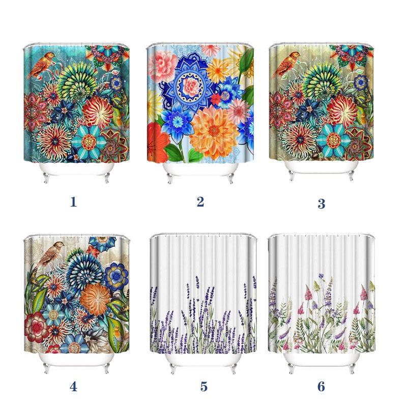 Series Bohemia Flower 3d Digital Printing Polyester Waterproof Shower Curtain