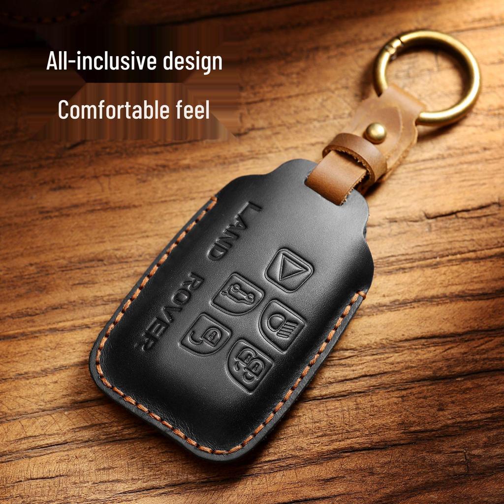 Premium Genuine Leather Key Case for Land Rover - Full Coverage, Signal-Friendly Protection
