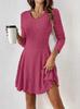 Popular dress European and American early autumn dress A-shaped version knitted long-sleeved temperament elegant style