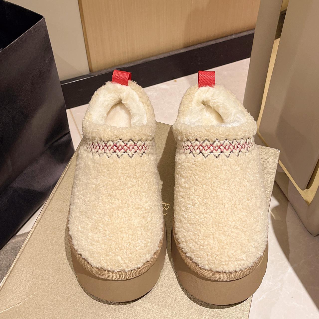 Women s Fleece-Lined Cotton Half Slippers with Thick Soles Closed Toe Plus Size for AutumnWinter 2025 39 2698₽