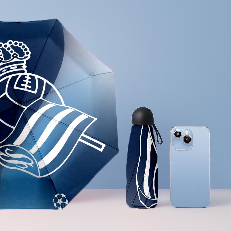 Real Sociedad FC Mini 5 Fold Pocket Umbrella Compact Lightweight Anti UV Rain Sun Protection Umbrella Portable Travel Umbrella