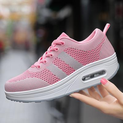 Autumn Fly-Woven Mesh Breathable Sports Casual Shoes Platform Rocking Shoes Women'S Shoes Air Cushion Shoes Women