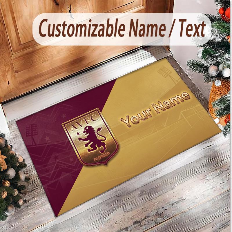 Personalized Crystal Velvet Carpet Aston Villa Pattern Non Slip Floor Rug