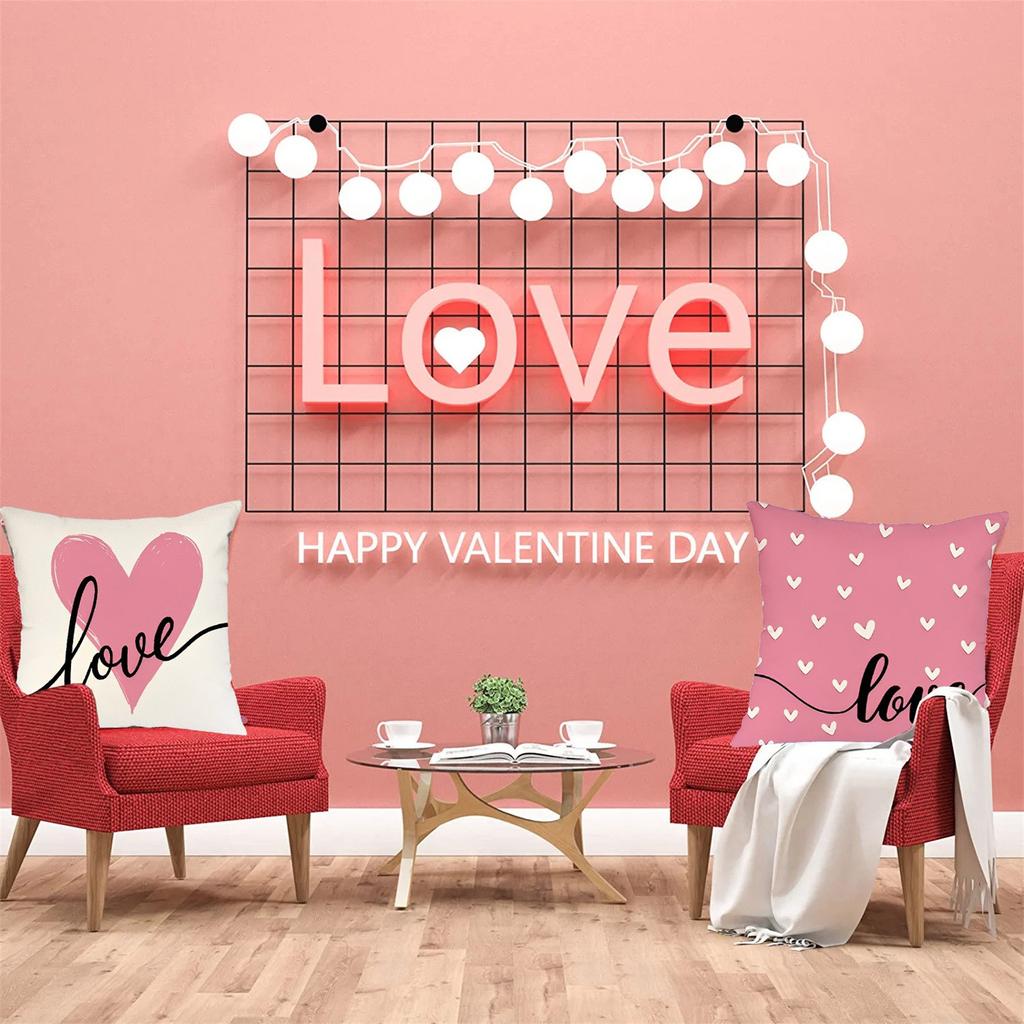 Valentines Day -ow Covers 18x18 Set Of 4 Love Heart Valentines Day Throw Pillows Decorative Cushion Cases Valentine Decorations