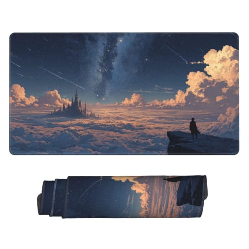 MTG Star Castle TCG Game Mat for Card Games, Board Games, and Trading Card Games, Desk Mat Pad with Hand-Drawn Art, Stitched Edges, and Rubber Base (3