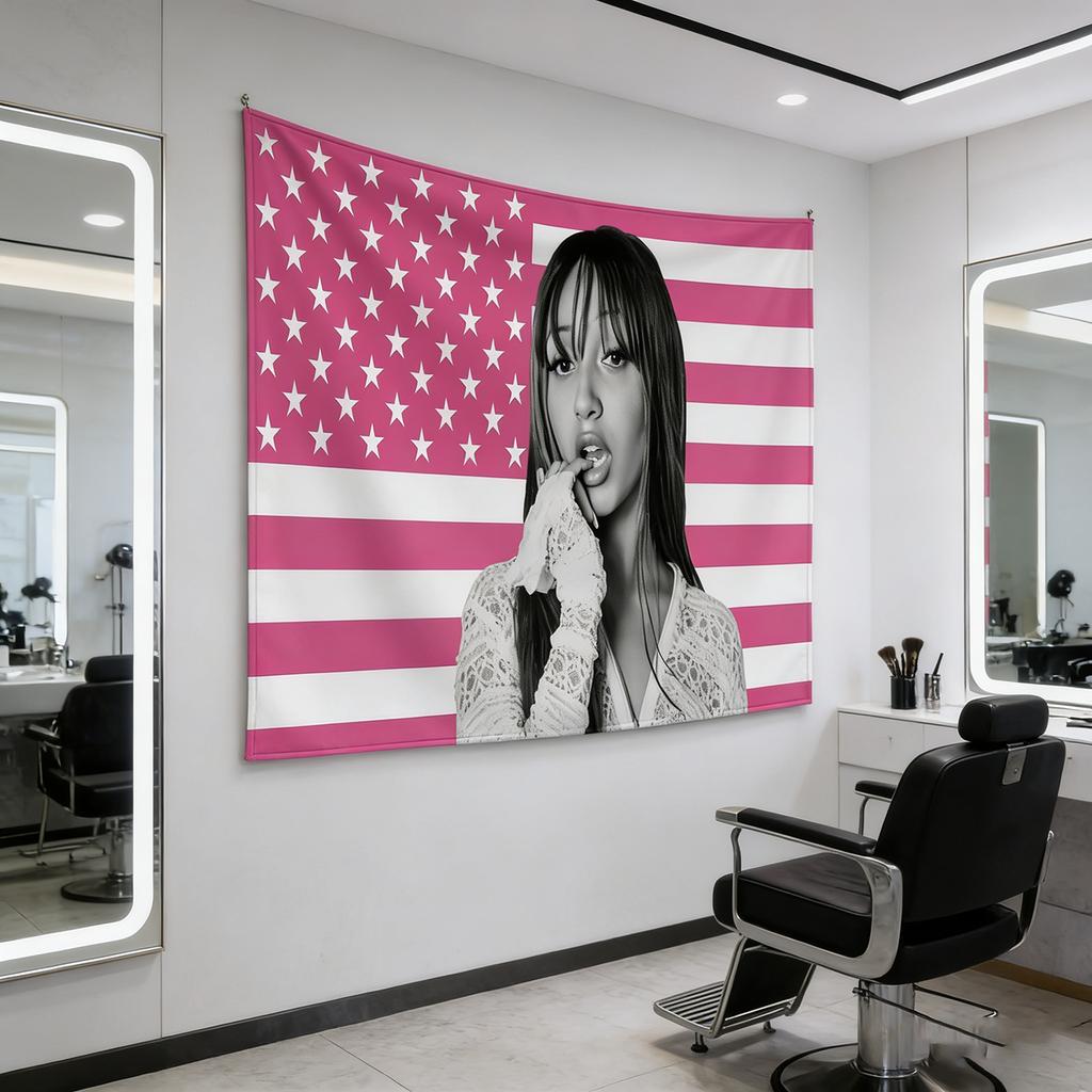 Pinkpantheress American Flag Banner  Flat Printed Outdoor Indoor Decor Custom Wall Hanging Tapestry for Garage Bedroom