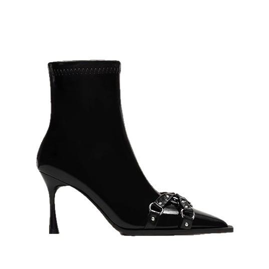 Temperament Autumn and winter French high-heeled short boots women's naked boots new thin-heeled thin boots fashion pointed sense