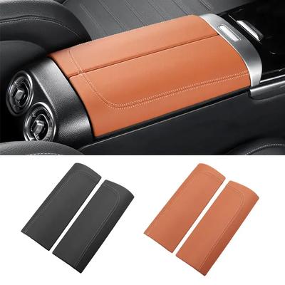 2Pcs Car Armrest Box Leather Panel Cover  For Mercedes Benz C260L GLC300L 2024 2024 Center Armrest Panel Interior Accessories