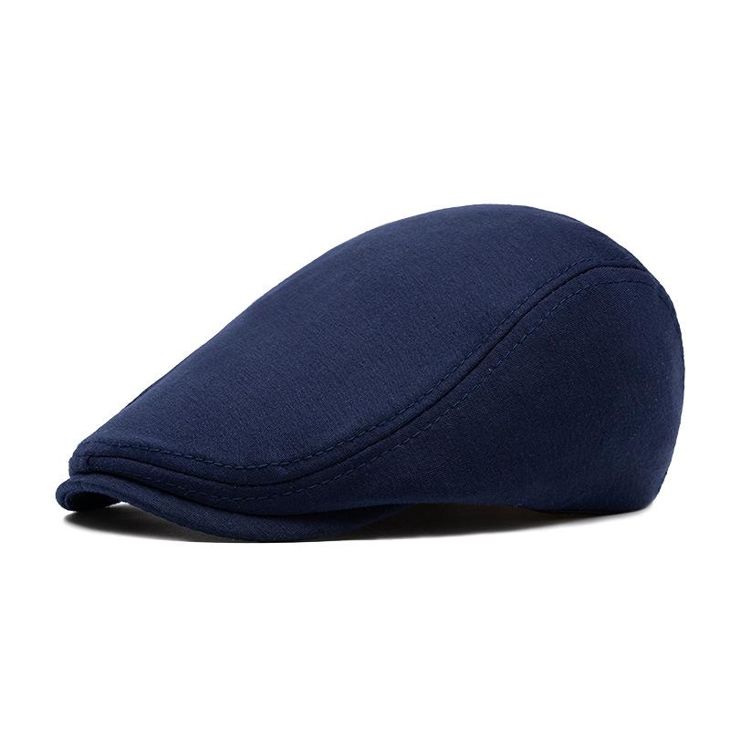 Boina masculina de outono e inverno de lã de aba leve, quente, chapéu para frente, boina britânica de topo mole, chapéu newsboy