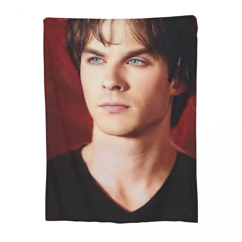 Damon Salvatore The Vampire Diaries Blankets Soft Warm Flannel Throw Blanket Bedding for Bed Living Room Picnic Travel Home Sofa