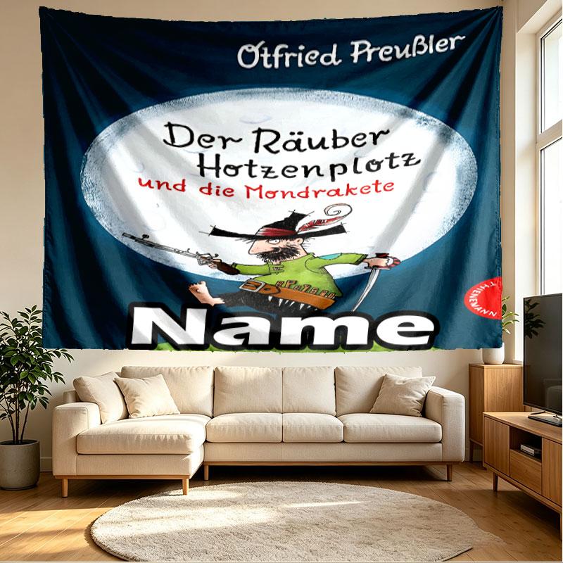 Custom Name Personalized Der Rauber Hotzenplotz Print Tapestry, Wall Art Decor, Bedroom, Dorm, Apartment, LivingRoom, Party Backdrop, Gift for Birthda