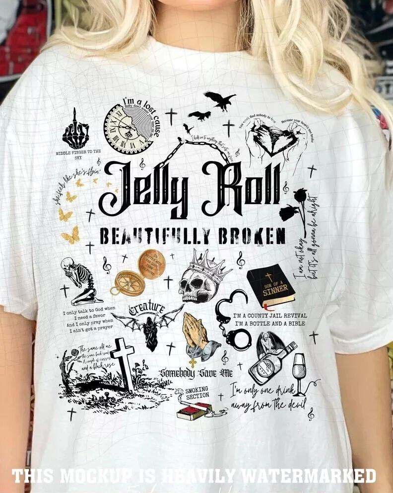 Jelly Roll 2024 Concert Shirt, The Beautifully Broken 2024 Unisex Shirt Unisex T-Shirt