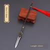 22cm Gold Spear Full Metal Lance Ancient Cold Weapon Model Ornament Toys for Men Boy Child Replica Miniatures With Fringe