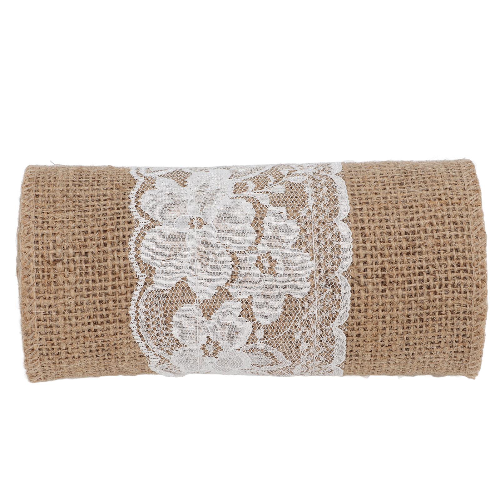 Burlap Ribbon 15x220cm Exquisite Beautiful Burlap Fabric Roll for DIY Sewing Embroidery Party Decorations