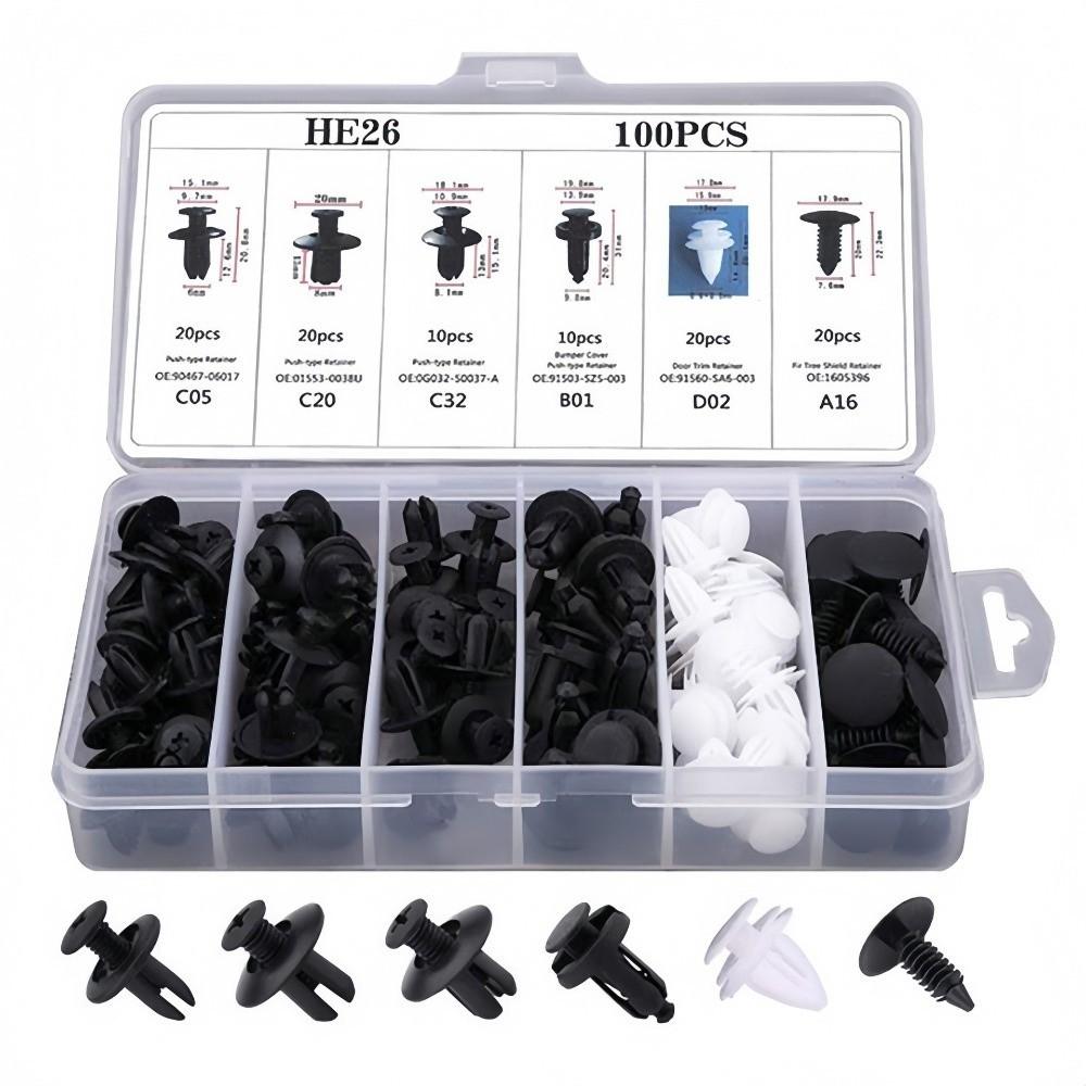 100pcs Push Retainer Pin Auto Fastener Clip Mixed Size Car Bumper Retaining Clips  Car Body
