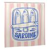 Sardine-Inspired Fashionable Shower Curtain With Hooks - Removable, Durable Polyester, Pink & White Striped Design With Fish
