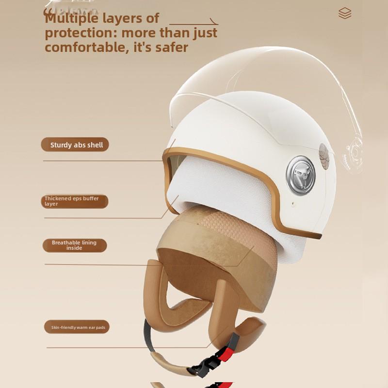 Winter Battery Car Motorcycle Retro Hard Hat Half Helmet Full Helmet Electric Vehicle Certified Helmet Men and Women