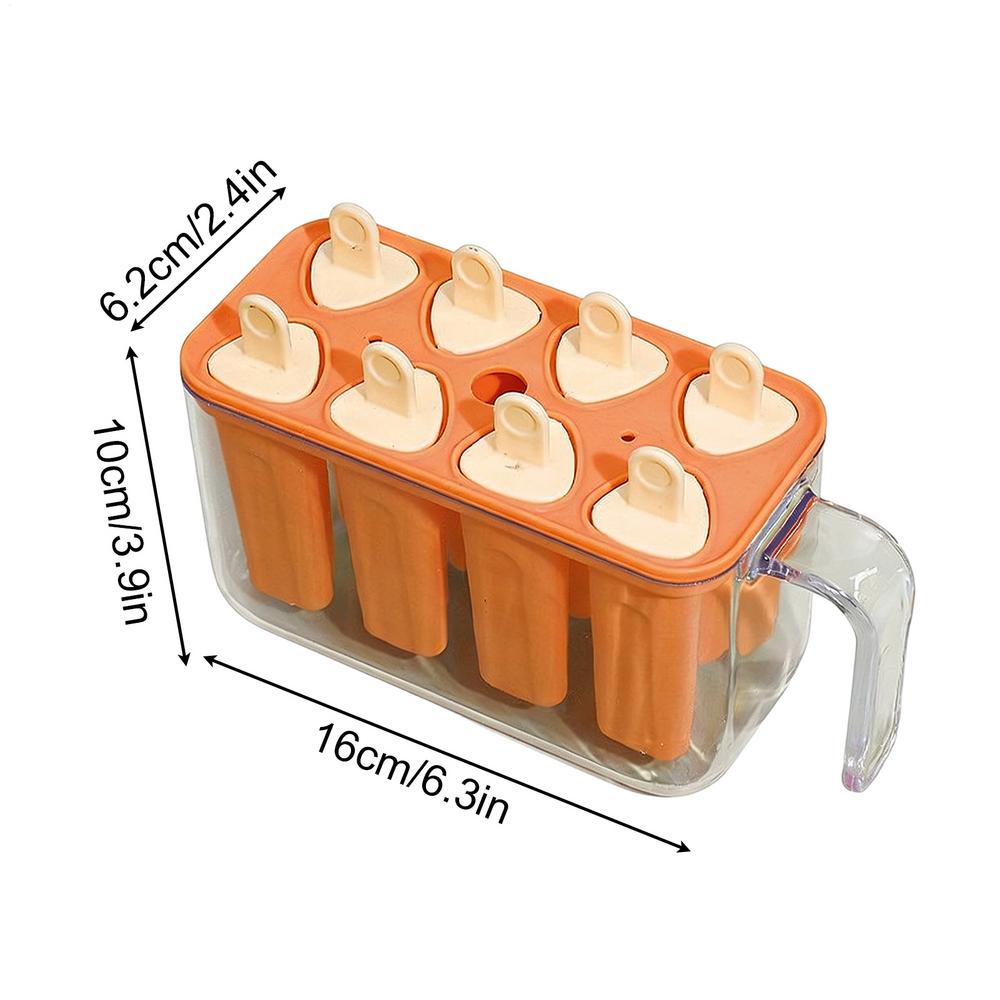 

Ice Pop Molds Silicone 8 Cavity Ice Cubes Trays Freezer Homemade Ice Cream Molds Large Ice Pop Maker Reusable Ice Lolly Mould помаранчевий