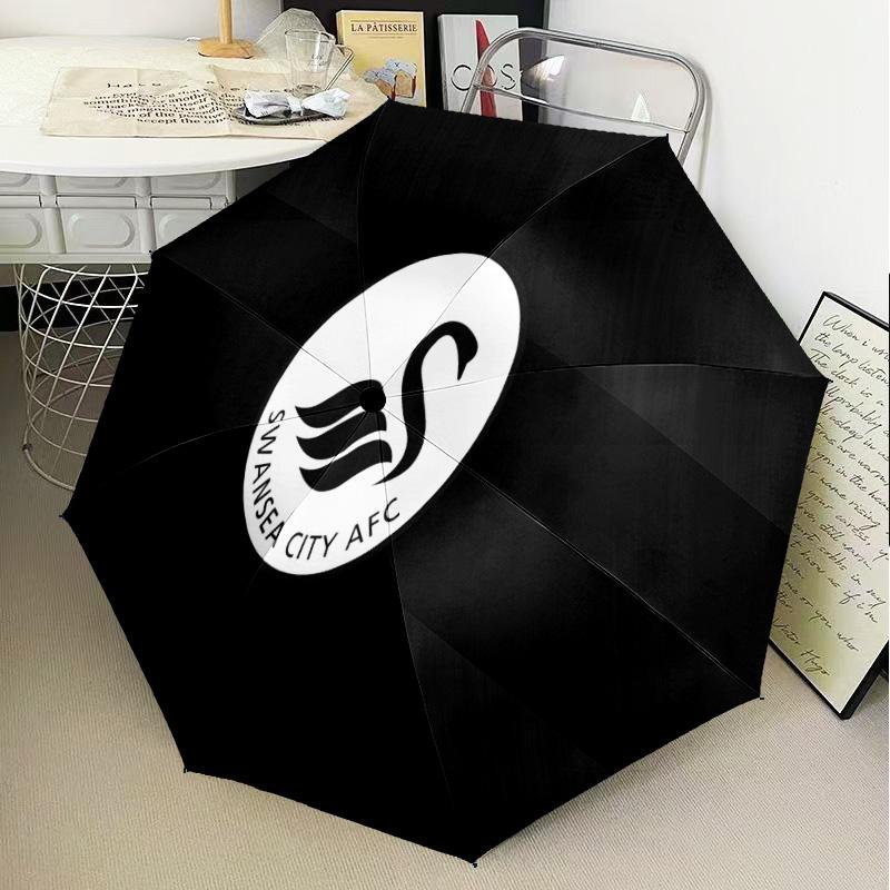 Swansea City Crest Automatic Folding Umbrella - 8-Rib Travel Umbrella with Auto Open/Close & Portable Gifts for Holidays or Birthdays