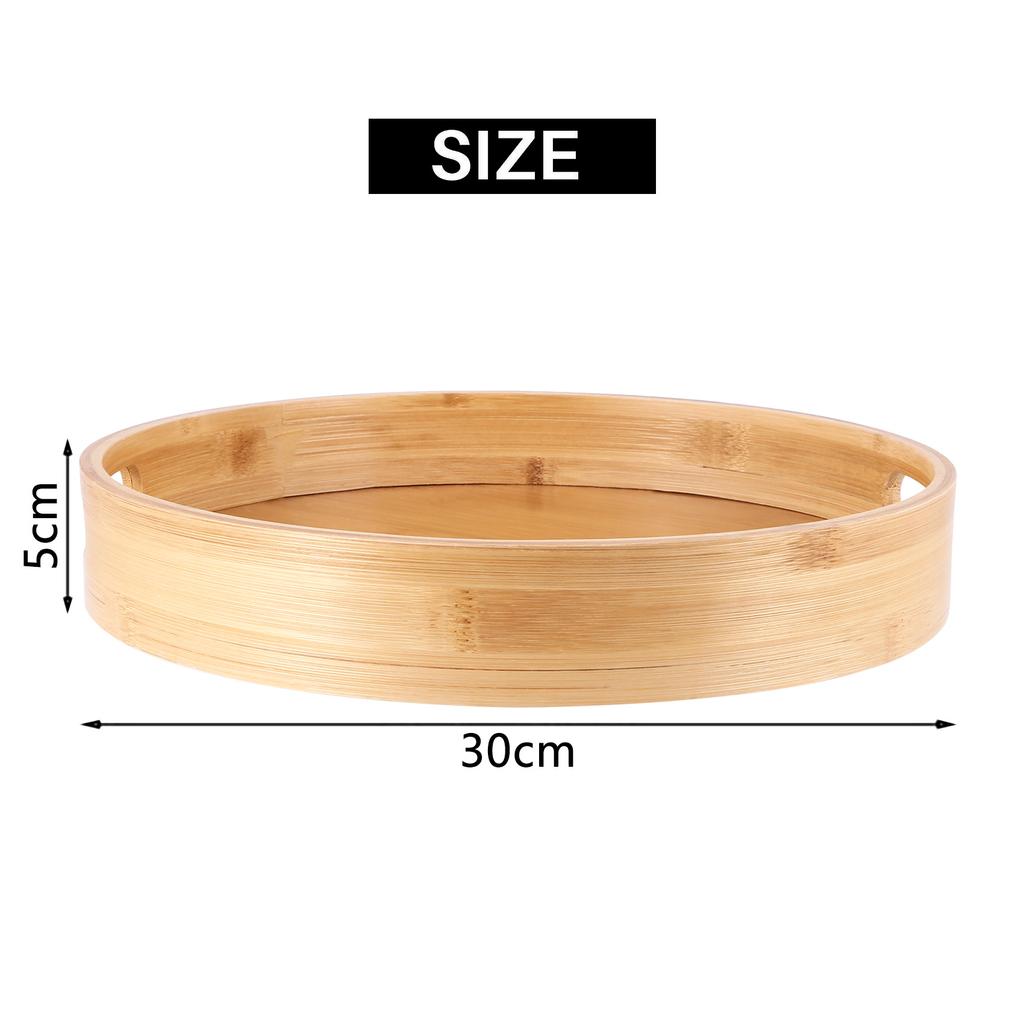 Round Serving Bamboo Wooden Tray For Dinner Trays Tea Bar Breakfast Food Container Handle Storage Tray