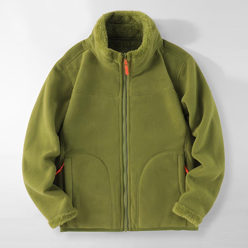 Boys and Women's Double-Sided Coral Fleece Jacket - Warm, Thickened Autumn/Winter Cardigan for Outdoor Use