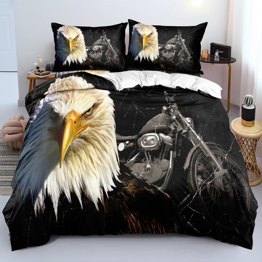 Eagle Duvet Cover Set for Boys Men Queen King Twin Size Lightweight Down Room Decor 2 Pillowcases 1 Comforter Cover No Comforter
