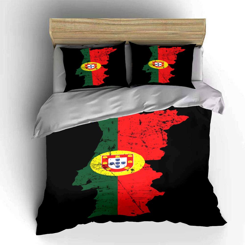 Portugal Flag with Map. Bedding Sets Duvet Cover Sets Duvet Covers Pillowcases(1*Duvet Cover 2*Pillowcases Without Duvet Insert)