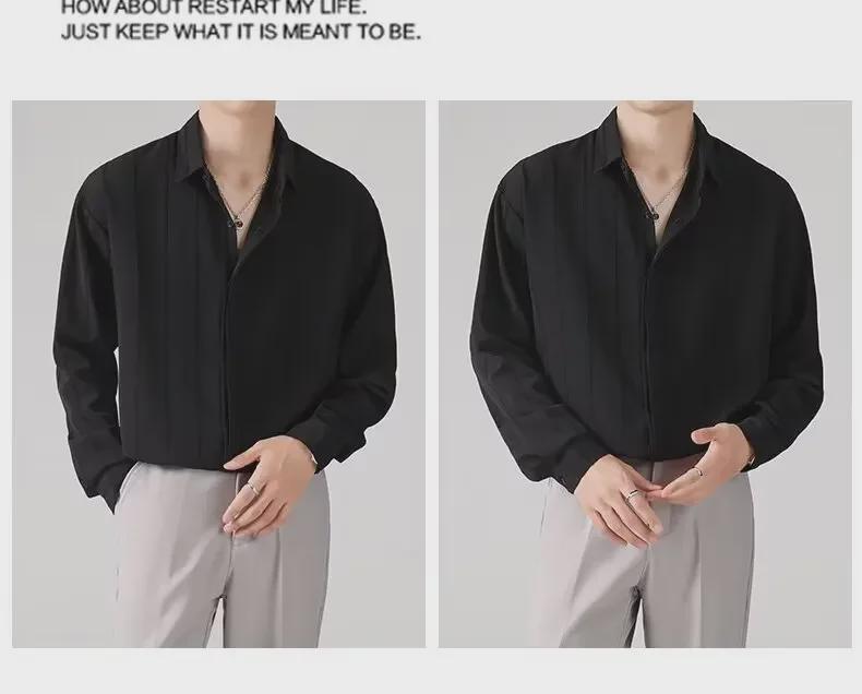 Herr Långärmad Randig Vardagsskjorta - Mörk Mönsterdesign