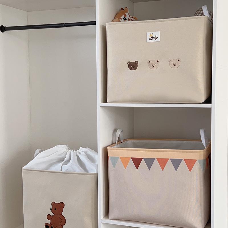 Large-Capacity Cartoon Fabric Storage Box for Toys & Clothes - Dustproof & Portable Wardrobe Organizer