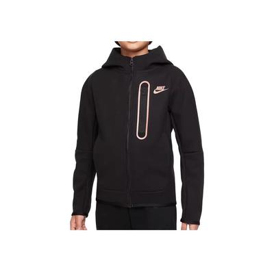 Nike Hoodie With Logo Long Sleeve Zipper Kids Tops Black DJ5494-010