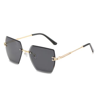 Box Trimmed Sunglasses Metal Rimless Glasses Frame Trendy Uv Protection Sunglasses Women