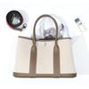 Niche high-end women's leather handbag, first-layer cowhide large-capacity canvas contrasting color garden tote bag