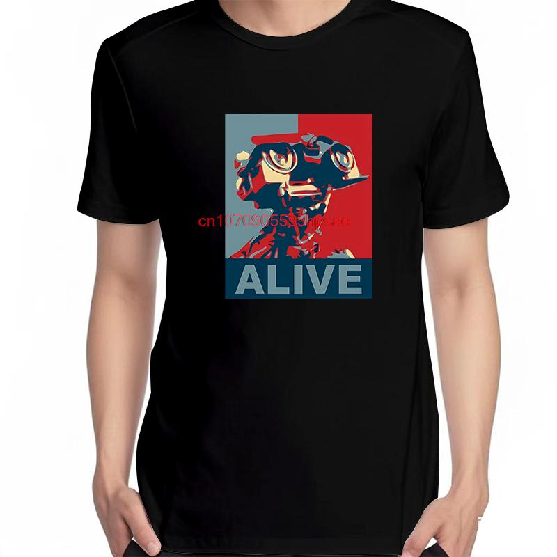 Funny Shirts Graphic Tee Johnny Number 5 Short Circuit Alive Lebt Nummer Robot Retro Short Sleeve Tee Cotton Printed Tshirt