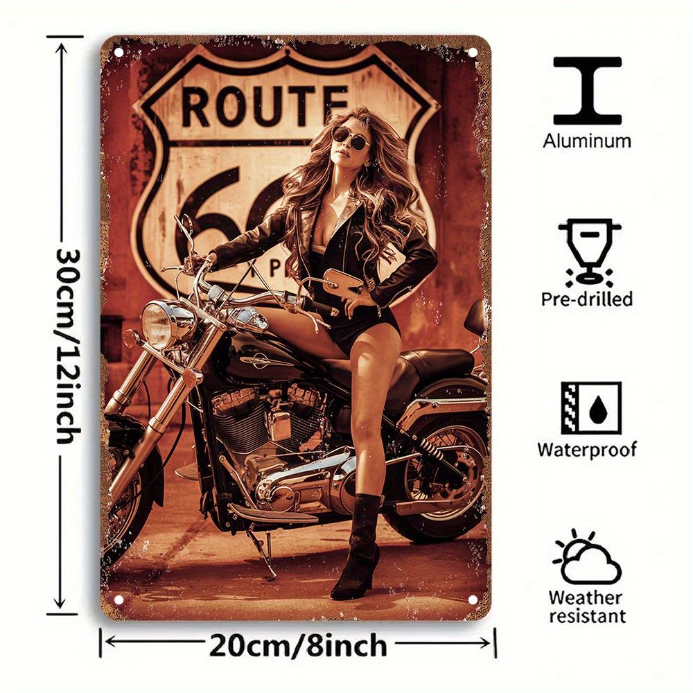 Vintage Route 66 Motorcycles Aluminum Wall Art, Metal Tin Sign for Cafe, Kitchen, Club, Bar, Home Decor, Wall Hanging, Christmas