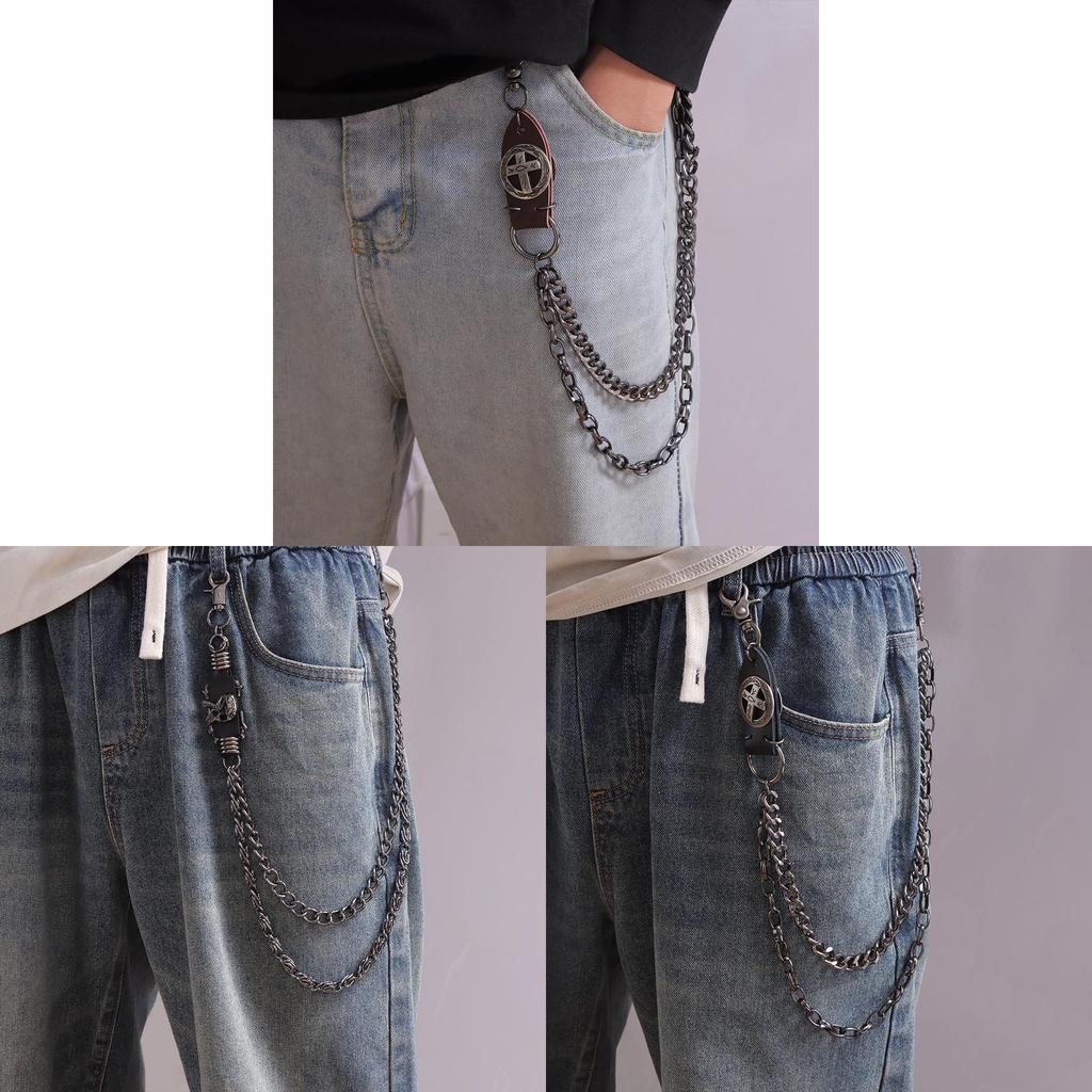 Catena per Cintura Punk Metal per Uomo Donna Retro Hip Hop Accessorio Vita Gioiello Metallico Resistente