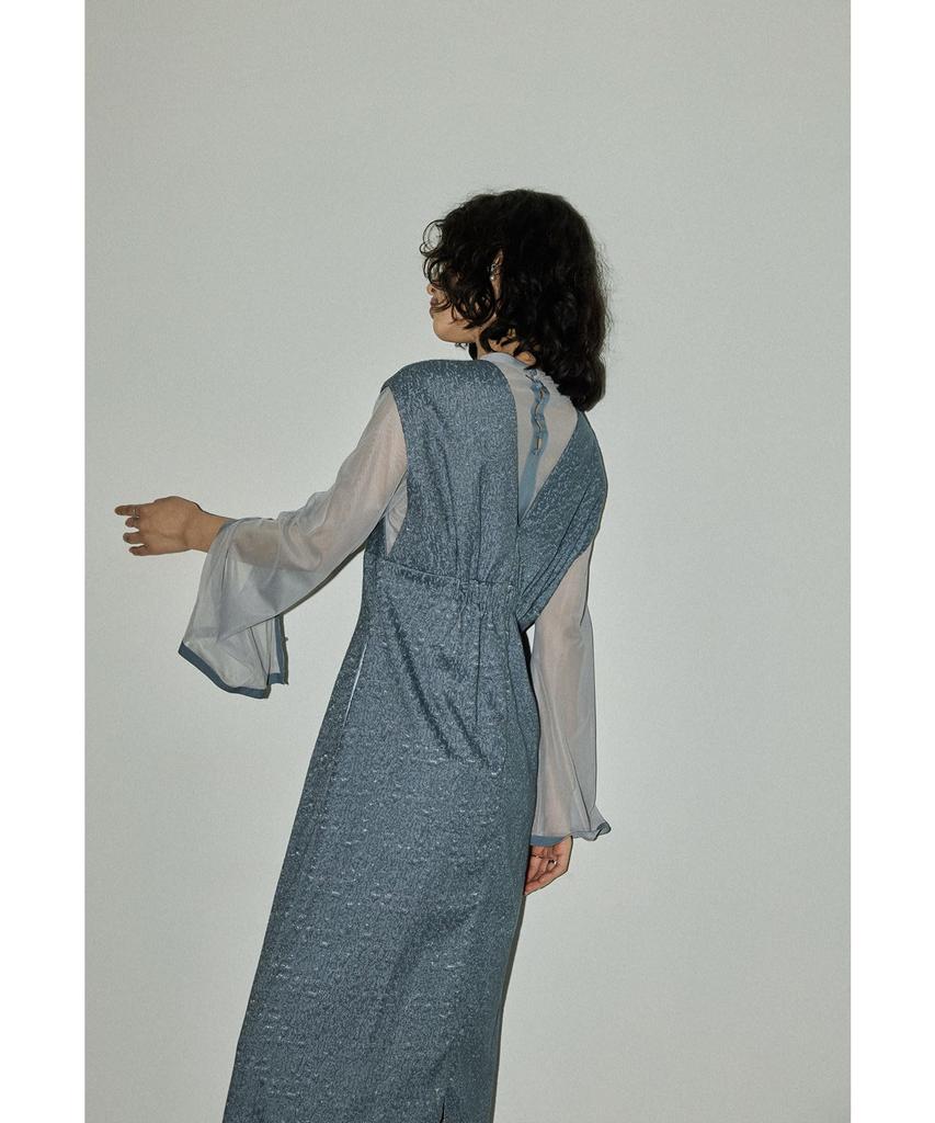 [niana] V-line Jacquard Dress, Party Dress, Wedding Dress, I-Line, Blue, Size M