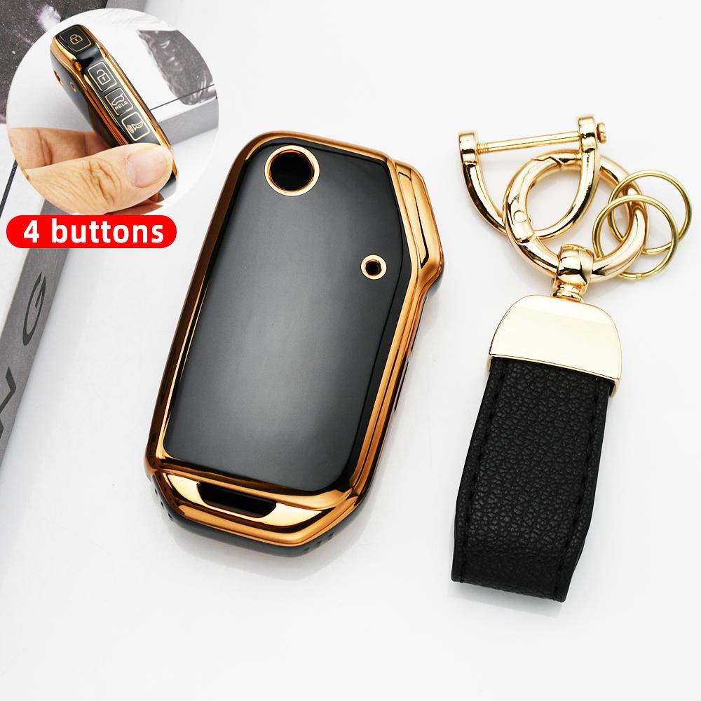 Gold Edge Tpu Car Key Case Cover Auto Shell Fob For Kia Sportage  Sorento Ceed  Cd Forte Cerato  K3 Gt Seltos